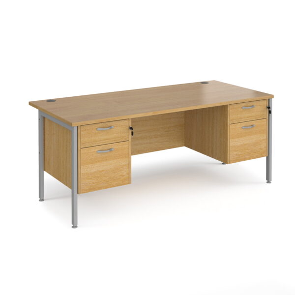 Maestro 25 800 mm Deep Desk With 2 x 2 Drawer Fixed Pedestals & Silver H Frame Legs - Image 4