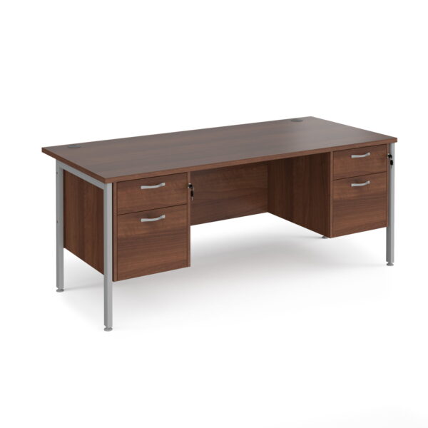 Maestro 25 800 mm Deep Desk With 2 x 2 Drawer Fixed Pedestals & Silver H Frame Legs - Image 5