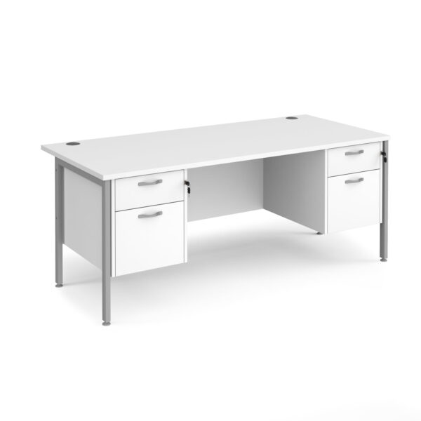 Maestro 25 800 mm Deep Desk With 2 x 2 Drawer Fixed Pedestals & Silver H Frame Legs - Image 6