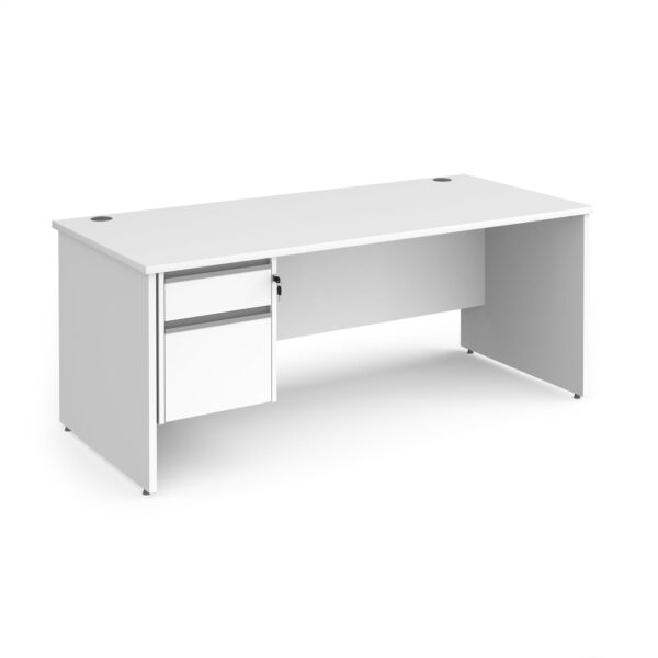 Contract 25 800 mm Deep Straight Desk with Fixed 2 Drawer Pedestal and Panel End Leg with Silver Handle - Image 4