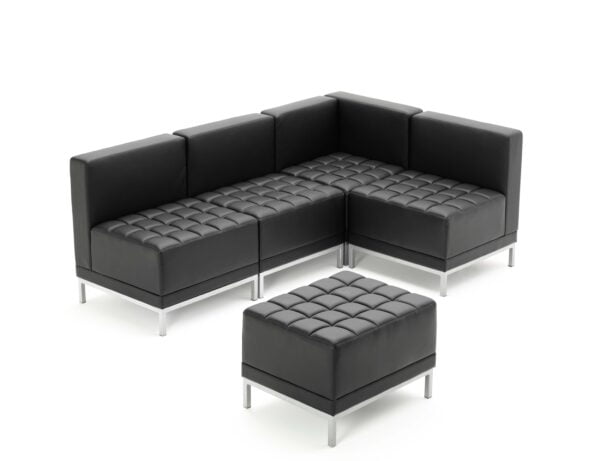 Infinity Modular Black Leather Reception Seating