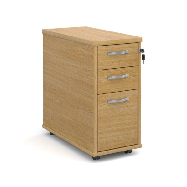 Tall Slimline Mobile 3 Drawer Pedestal With Silver Handles - Maestro 25, Vivo & TR10