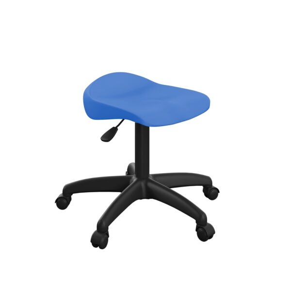 [T32 B BK] Titan Swivel Junior Stool with Plastic Base and Castors Size 5 6 (With Castors Blue Black)