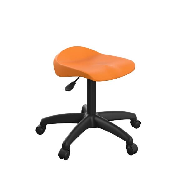 [T32 O BK] Titan Swivel Junior Stool with Plastic Base and Castors Size 5 6 (With Castors Orange Black)