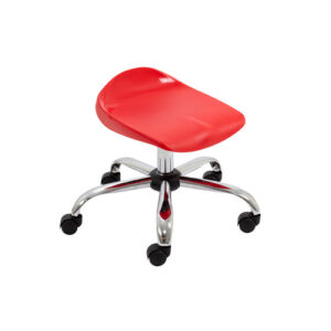 [T32 R] Titan Swivel Junior Stool with Plastic Base and Castors Size 5 6 (With Castors Red Chrome)