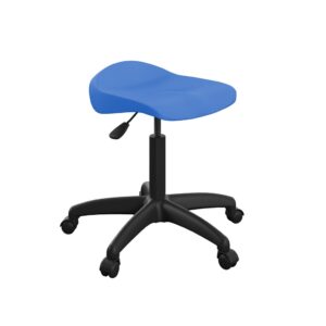 [T33 B BK] Titan Swivel Senior Stool with Plastic Base and Castors Size 5 6 (With Castors Blue Black)